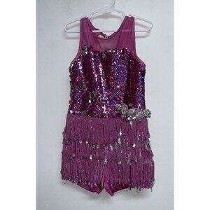 Weissman Showtime Dance Costume Child M Perfect Day 13482 Pink Silver Sequin
